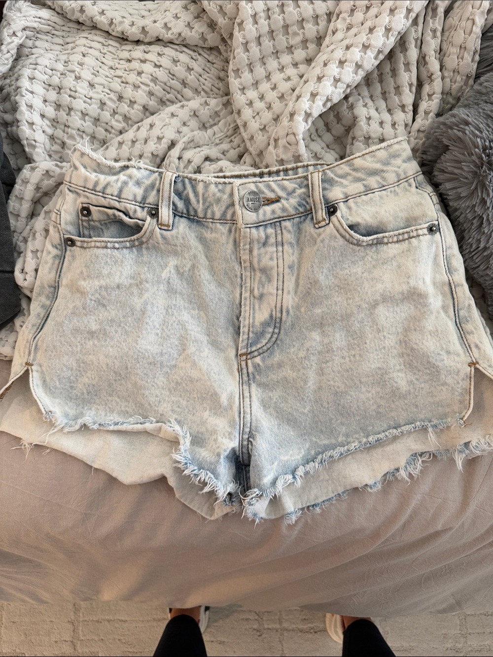 Amuse Society Light Wash Distressed Denim Shorts